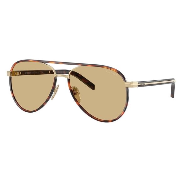New PRADA Gold Aviator SPRB57 21E-10R Sunglasses Women - Picture 1 of 6
